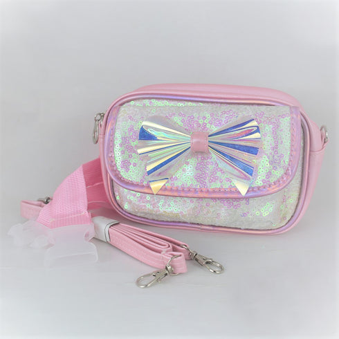 Cross Body Sequins Pink Bag with Optional Fanny Strap