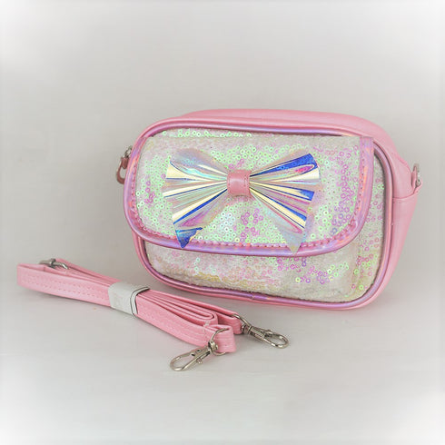 Cross Body Sequins Pink Bag with Optional Fanny Strap