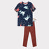 DESTINATION All Over Fish Print Blue Boys Cotton T shirt 2 Piece Set
