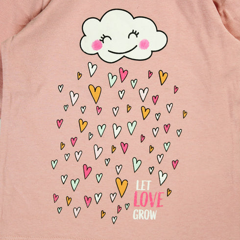 DOPO DOPO All Over Heart Pink Girls Cotton T shirt