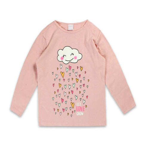 DOPO DOPO All Over Heart Pink Girls Cotton T shirt