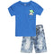 DOPO DOPO Cat Pocket Print Blue Boys Premium Cotton Tshirt 2 Piece set