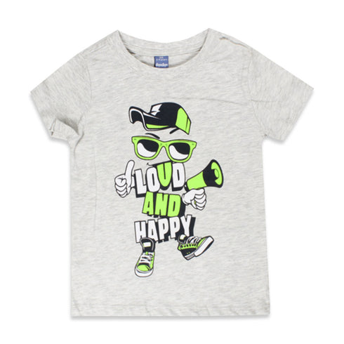 DOPO DOPO Love And Happy Grey Boys Premium Cotton Tshirt_2 Piece Set