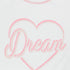 DREAM Glitter Heart White Girls Cotton T shirt