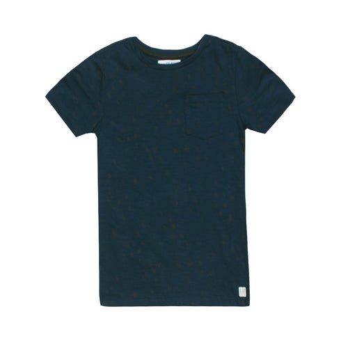 DUDE Front Pocket All Over Shape Print Blue Boys Premium Cotton Tshirt