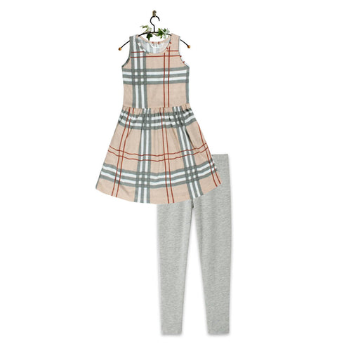 ENNIE MEENIE Grey Legging Pink Dress 2 Piece Set