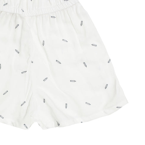 ENNIE MEENIE Pencil Print White Girls Premium Cotton Jump Suit