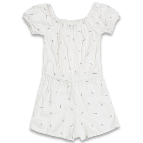ENNIE MEENIE Pencil Print White Girls Premium Cotton Jump Suit