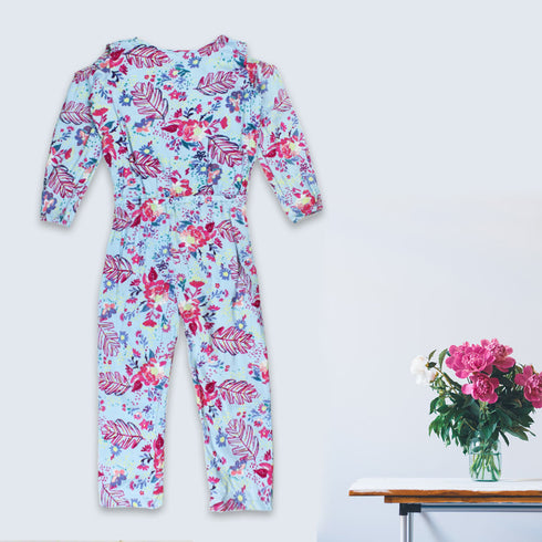 ENNIE MENNIE Flower Blue Girls Cotton Jump Suits