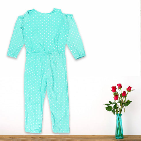 ENNIE MENNIE Mini Polka Dots Sky Blue Girls Cotton Jump Suits