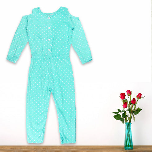 ENNIE MENNIE Mini Polka Dots Sky Blue Girls Cotton Jump Suits