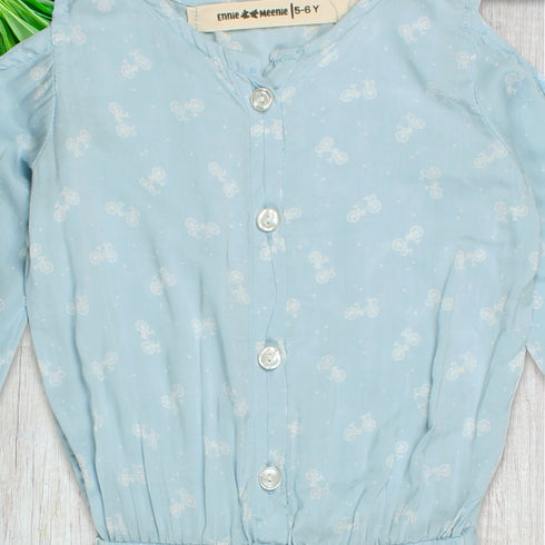 ENNIE MENNIE All Over Cycle Blue Girls Cotton Jump Suits