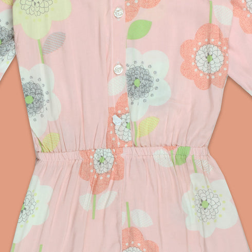 ENNIE MENNIE Flower Pink Girls Cotton Jump Suits