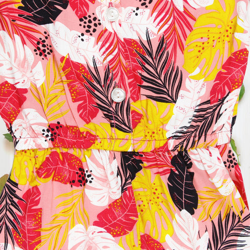 ENNIE MENNIE Leaf Pink Girls Cotton Jumpsuits