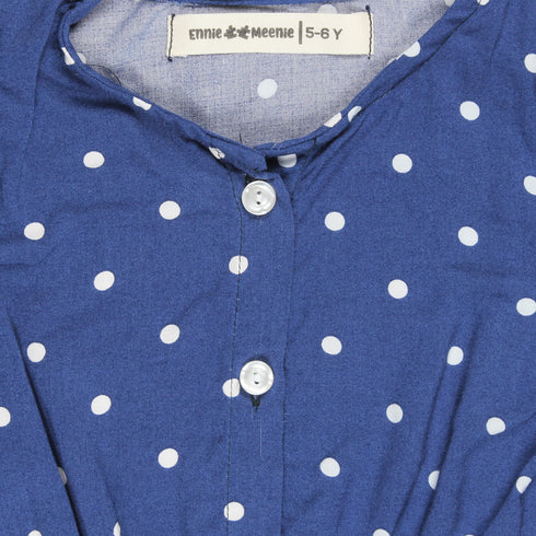 ENNIE MENNIE Mini Polka Dots Blue Girls Cotton Jumpsuits