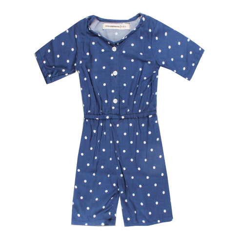 ENNIE MENNIE Mini Polka Dots Blue Girls Cotton Jumpsuits_2 Piece Bundle