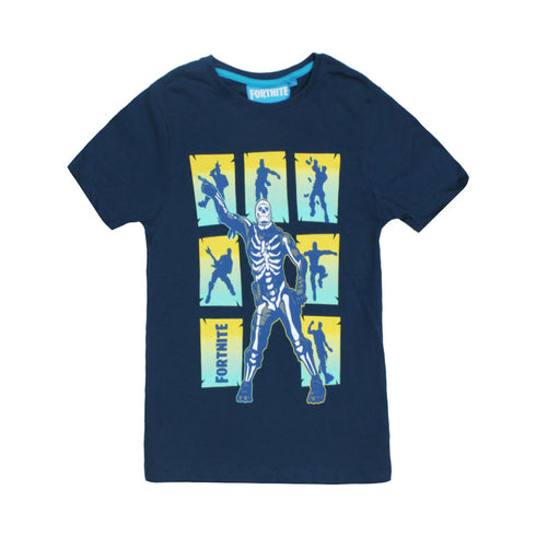 FORTNITE Skeleton Print Blue Boys Premium Cotton Tshirt