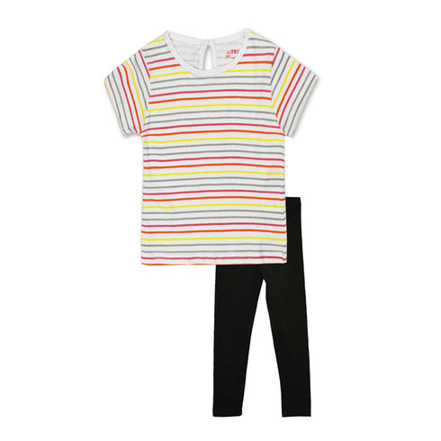FRENDZ Multi Stripes Girls Cotton 2 Piece Sets