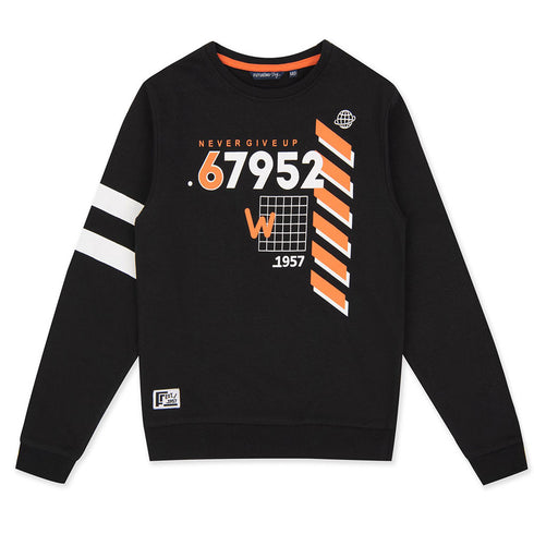 FUTURINO Never Give up Black Boys Cotton Terry Sweat Shirt