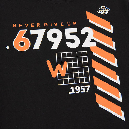 FUTURINO Never Give up Black Boys Cotton Terry Sweat Shirt