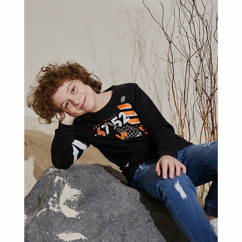 FUTURINO Never Give up Black Boys Cotton Terry Sweat Shirt