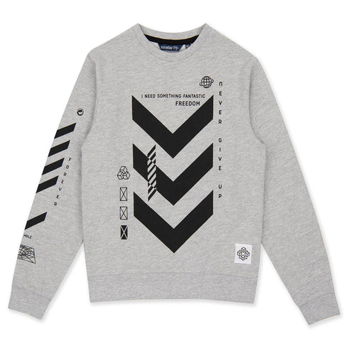 FUTURINO Never Give up Grey Boys Cotton Terry Sweat Shirt