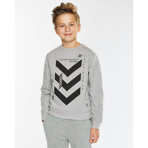 FUTURINO Never Give up Grey Boys Cotton Terry Sweat Shirt