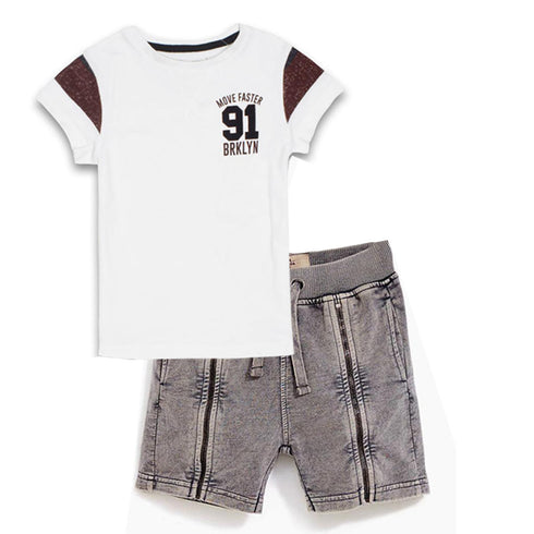 G Kids 91 White Boys Cotton 2 Piece Sets
