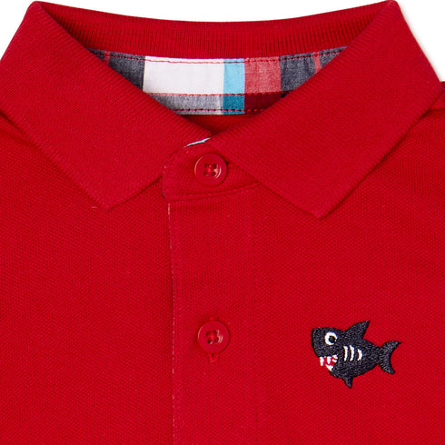 GARANIMALS Fish Red Boys Cotton Polo Romper
