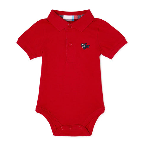 GARANIMALS Fish Red Boys Cotton Polo Romper