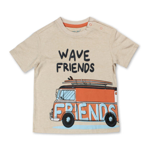 GEE JAY Bus Light Brown Boys Cotton Tshirt 2 Piece Set