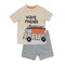 GEE JAY Bus Light Brown Boys Cotton Tshirt 2 Piece Set