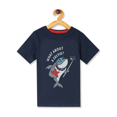 GEE JAY Fish Blue Boys Cotton T shirt