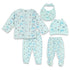 GLOBAL STOCK All Over Bear Face Blue Unisex Cotton 5 Piece Set