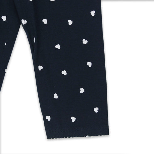 GLOBAL STOCK All Over Heart Blue Girls Cotton Short Legging