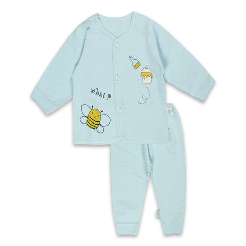 GLOBAL STOCK Bee Blue Boys Cotton 2 Piece Set