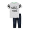 GLOBAL STOCK Chill Time White Boys Premium Cotton Tshirt 2 Piece Set