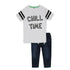 GLOBAL STOCK Chill Time White Boys Premium Cotton Tshirt 2 Piece Set