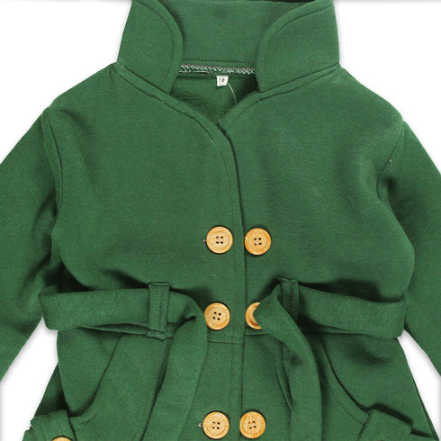 GLOBAL STOCK Green Girls Cotton Fleece Coat