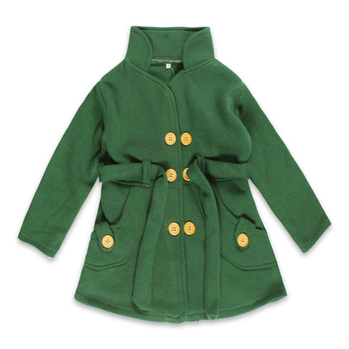 GLOBAL STOCK Green Girls Cotton Fleece Coat