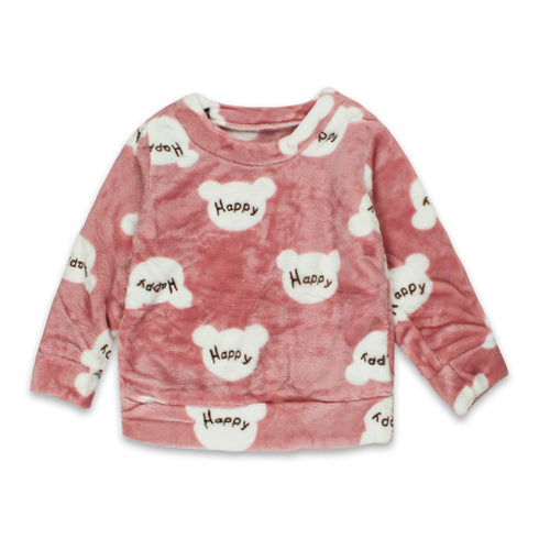 GLOBAL STOCK Happy Pink Girls Cotton Fleece Winter 2 Piece Sets