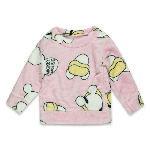 GLOBAL STOCK Mickey Pink Girls Cotton Fleece Winter 2 Piece Sets