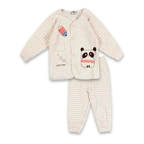 GLOBAL STOCK Pocket Print Pink Unisex Cotton 2 Piece Set