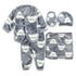 GLOBAL STOCK Happy Grey Unisex Cotton Fleece Winter 5 Piece Set
