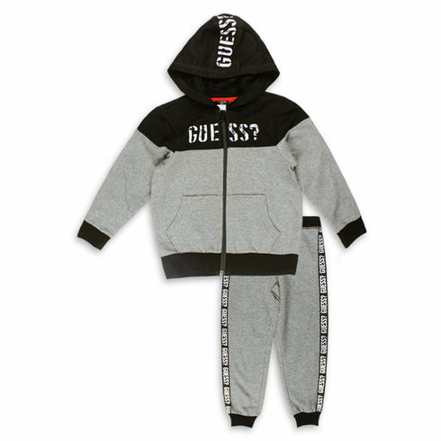 GUESS Grey And Black Boys Cotton Terry 2 Piece Sets