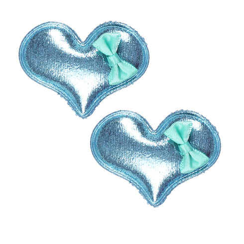 Girls Blue Bow Heart Hair Clip