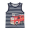 H And M Fire Truck Blue And White Striped Boys Cotton Tank Top