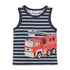 H And M Fire Truck Blue And White Striped Boys Cotton Tank Top