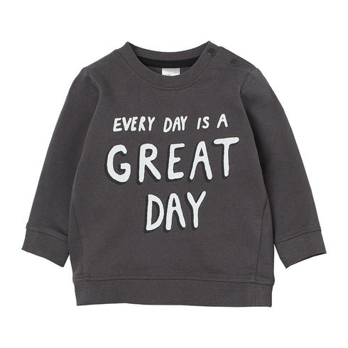 H And M Great Day Grey Boys Cotton Terry Sweat Shirt