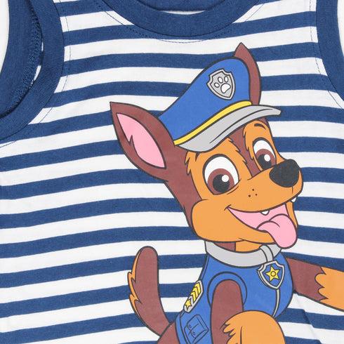 H And M Paw Blue And White Striped Boys Cotton Tank Top